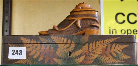 Fernware box & snuff box, middle eastern slipper